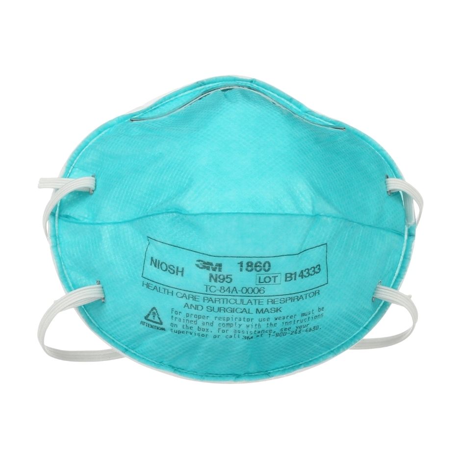 Front view of the 3M N95 Face Mask, product code 1860