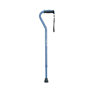 airgo comfort plus aluminum cane offset handle blue front view