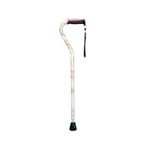 airgo comfort plus aluminum cane offset handle floral front view