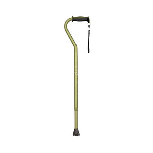 airgo comfort plus aluminum cane offset handle olive front view