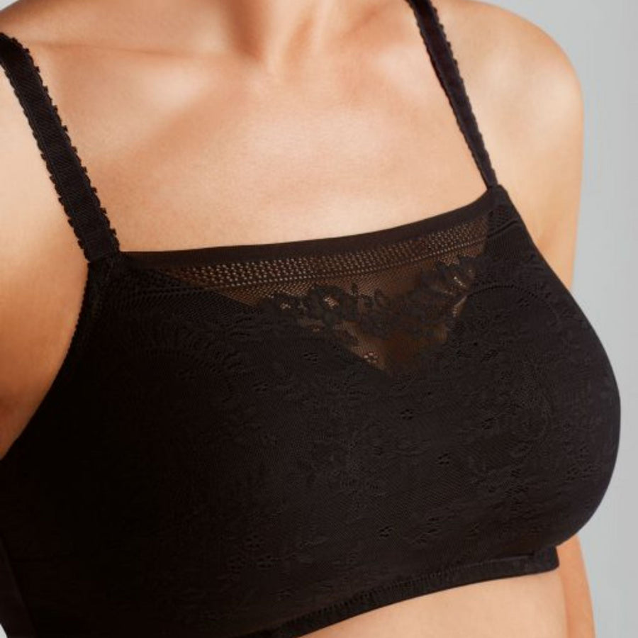 black amoena amber wire free mastectomy bra front view