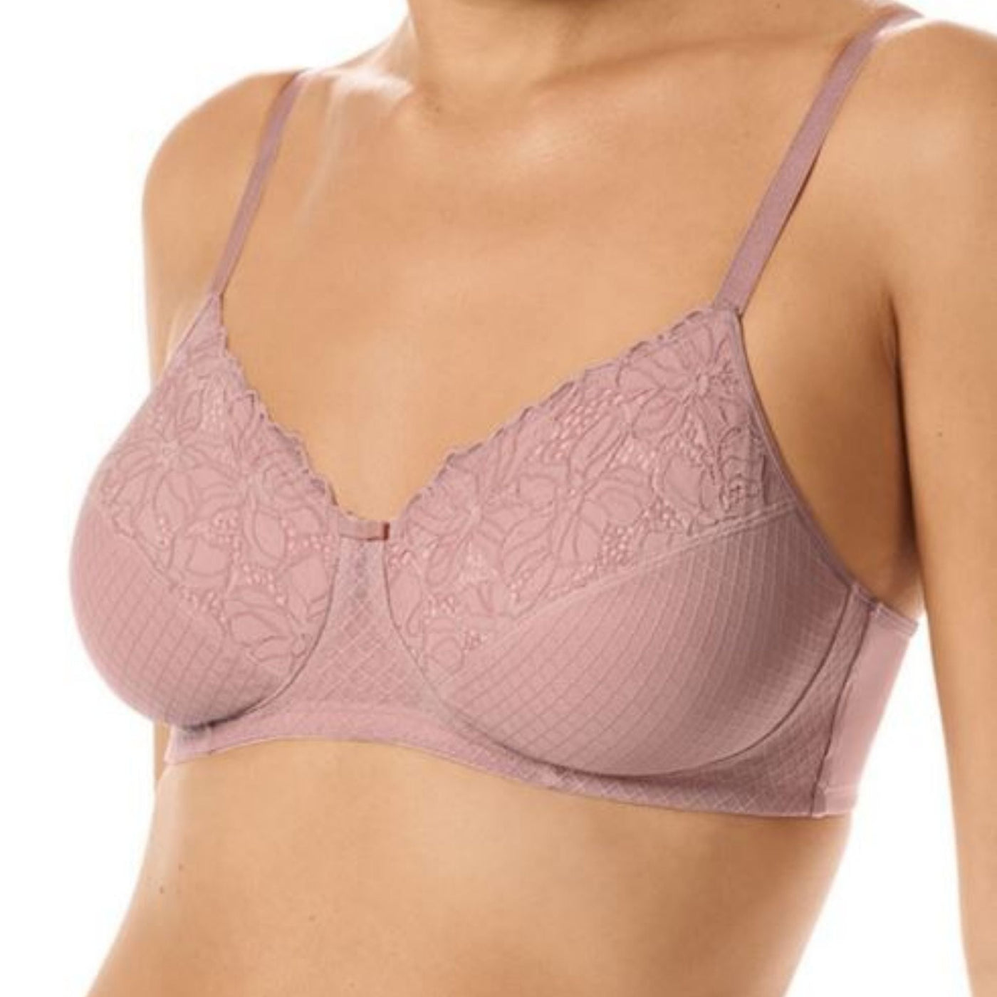 light dark mauve amoena danielle wire free bra front view