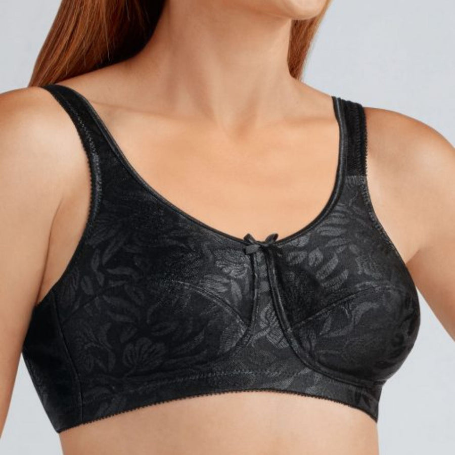black amoena ella soft mastectomy bra front view