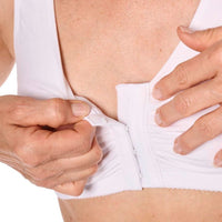 white amoena fleur mastectomy bra clasp view