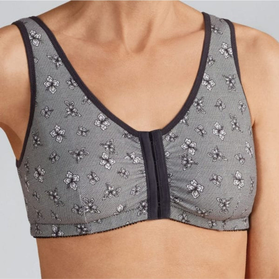 grey lace frances wire free mastectomy bra front view