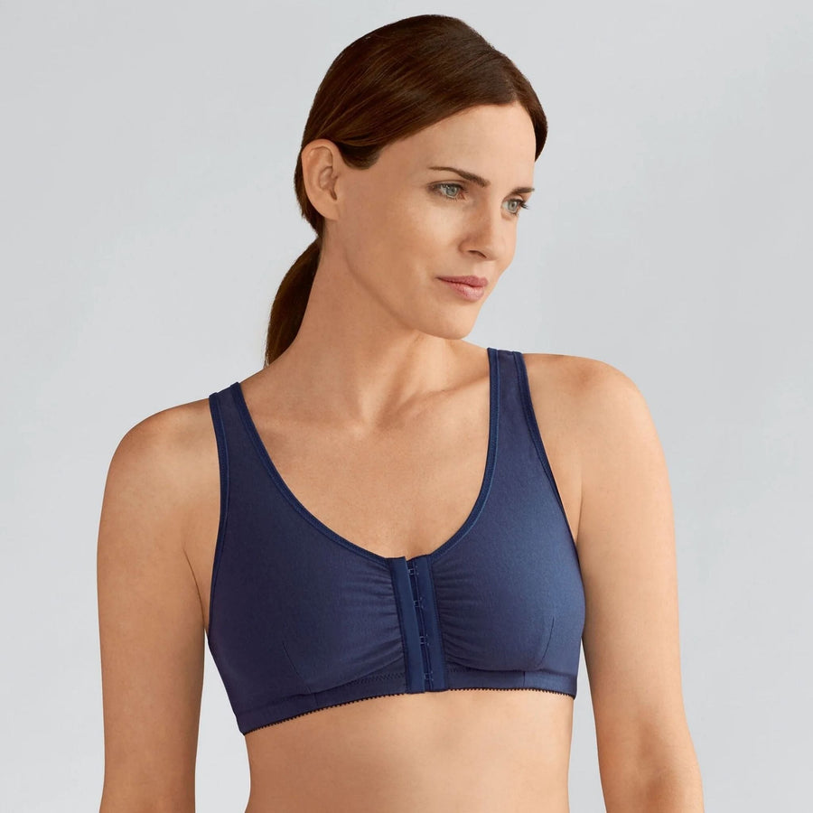 navy frances wire free mastectomy bra front view