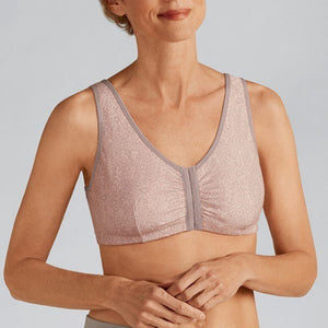 taupe lace frances wire free mastectomy bra front view