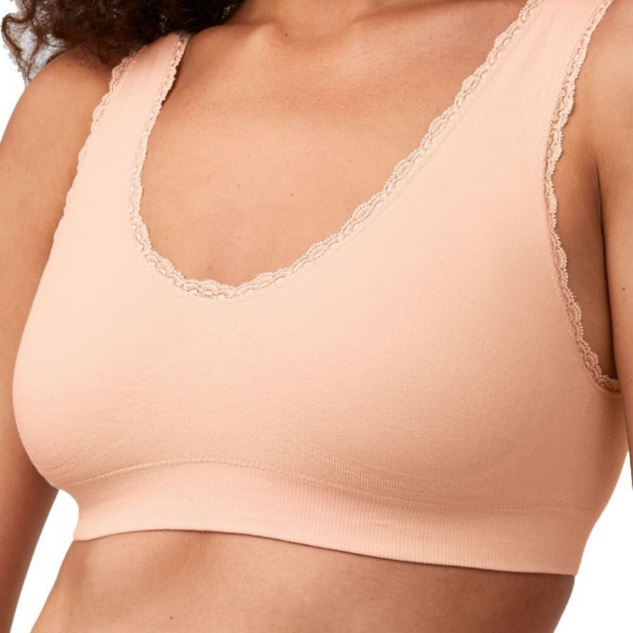 rose nude amoena kitty seamless mastectomy bra front view