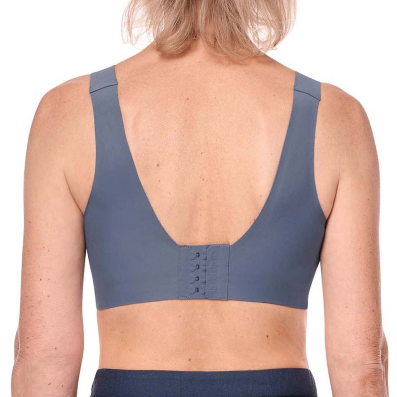 amoena linda wire-free bra indigo blue back view
