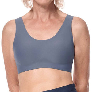 amoena linda wire-free bra indigo blue front view