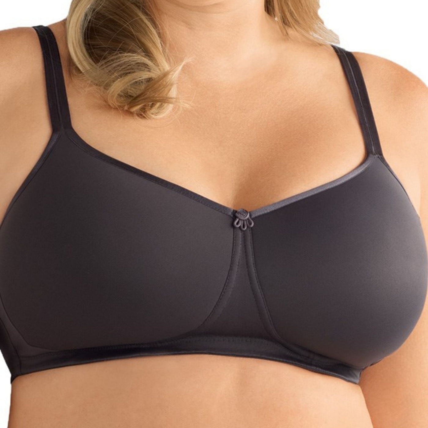 dark grey amoena mara mastectomy bra front view