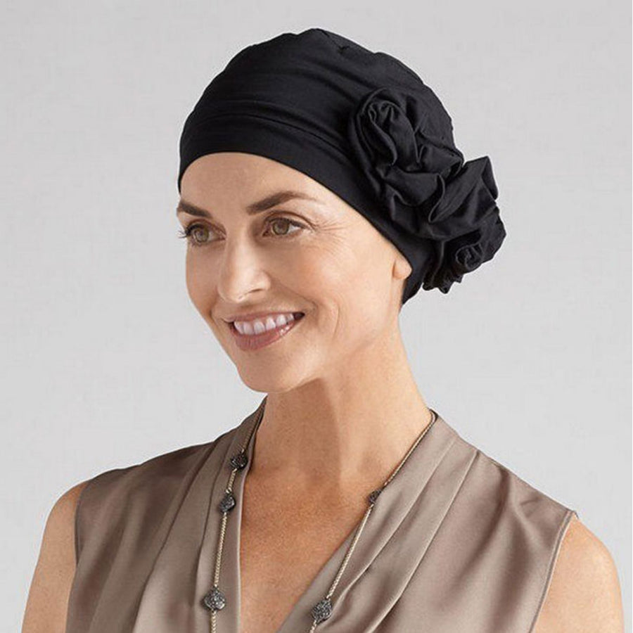 black amoena marigold turban lifestyle view