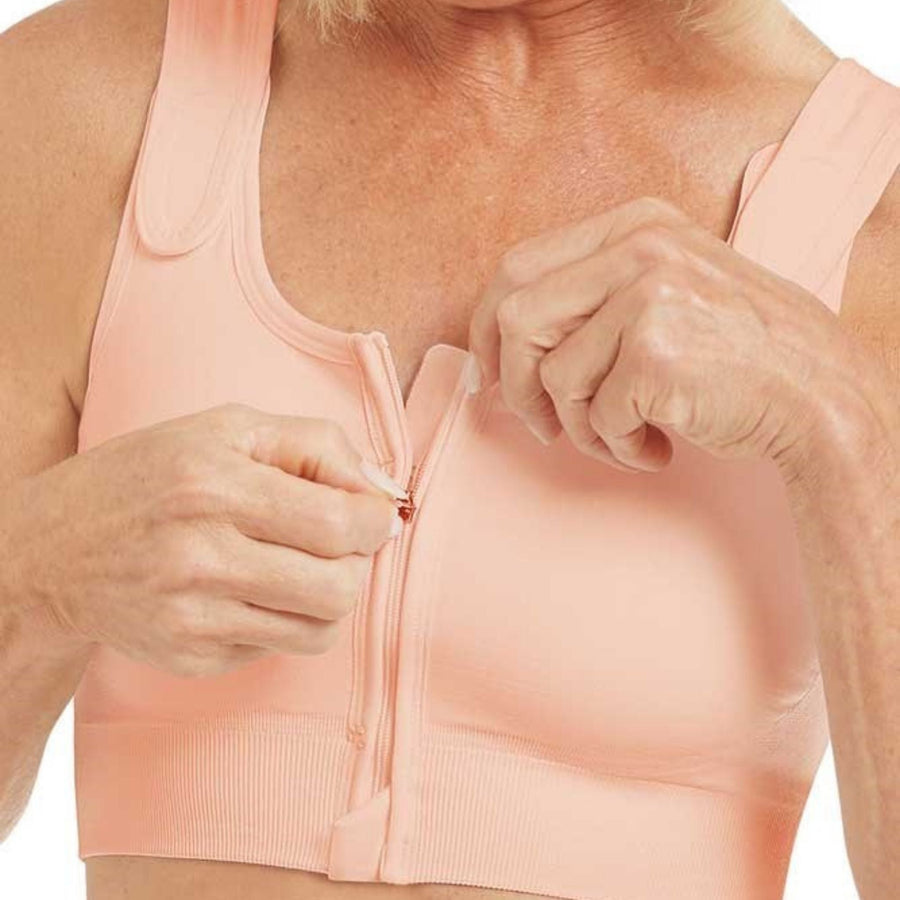 rose nude amoena pamela seamless surgical bra front view