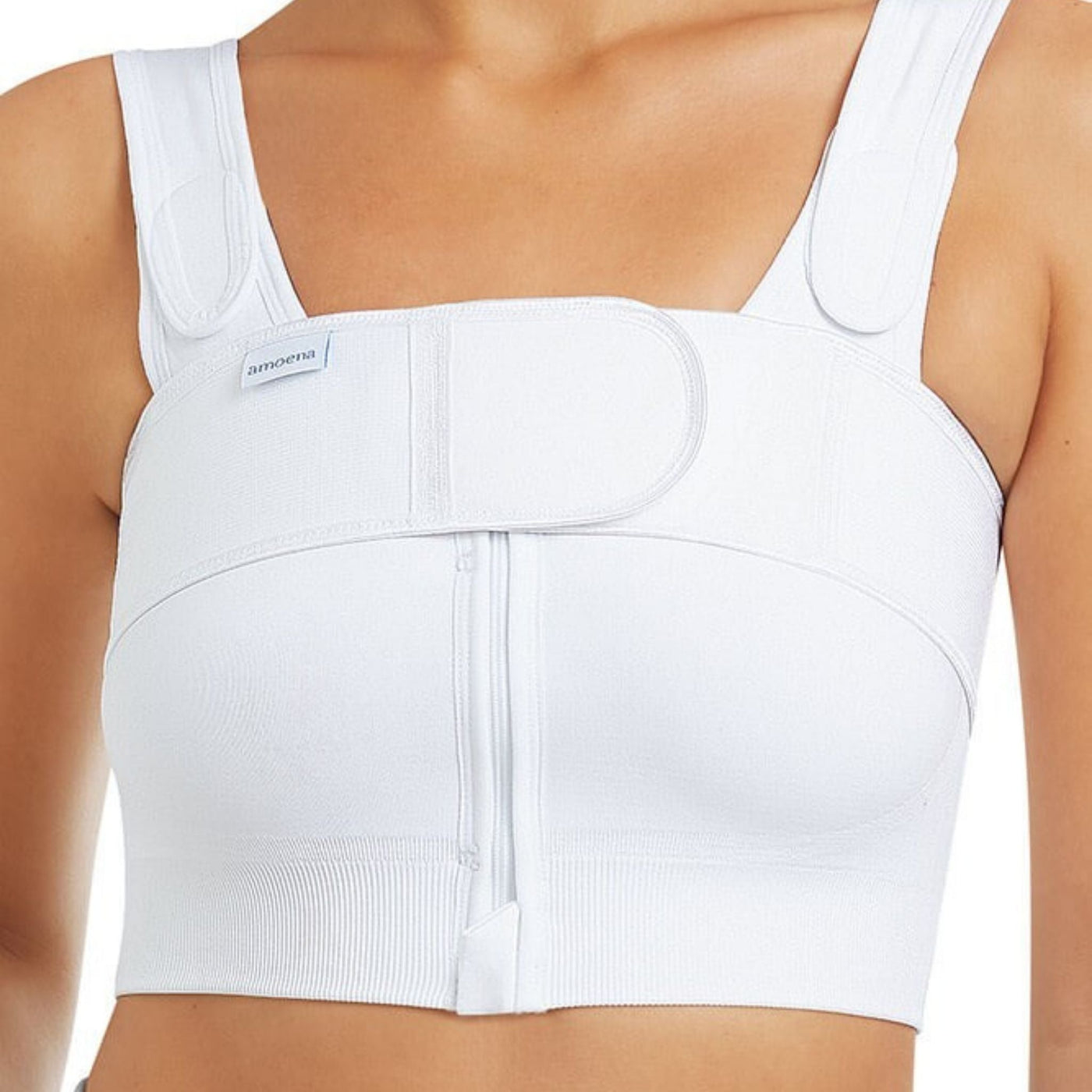 white amoena pamela seamless surgical bra with strap view