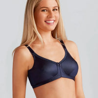 dark blue amoena rita mastectomy bra front view