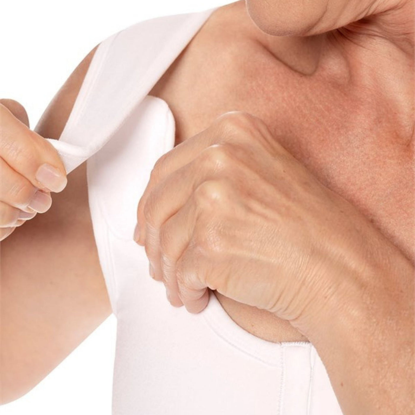 white amoena sina mastectomy bra strap view