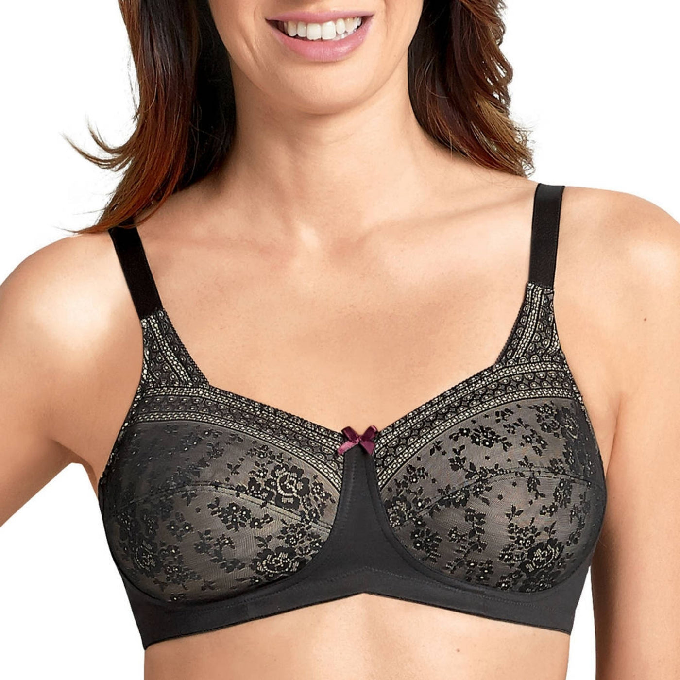 black anita fleur wire free mastectomy bra front view