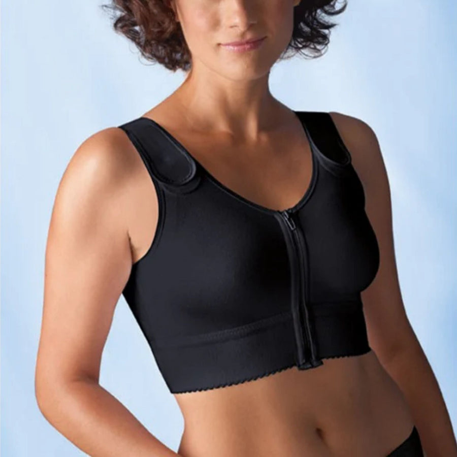 black anita valencia post operative compression bra black front view
