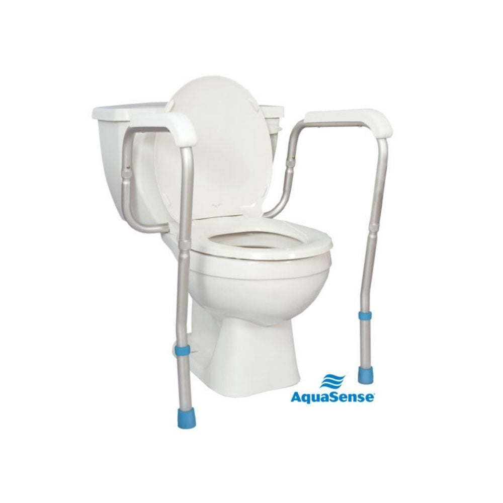 aquasense adjustable toilet safety rails front view