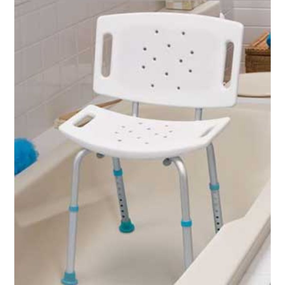 aquasense bath shower chair bench with back front view