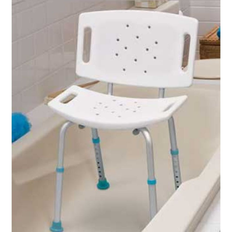 aquasense bath shower chair bench with back front view