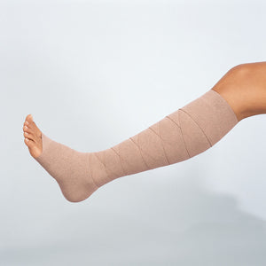 ankle being wrapped with jobst comprilan short stretch bandages