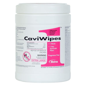 container of CaviWipes1 surface disinfectant wipes on a white background.