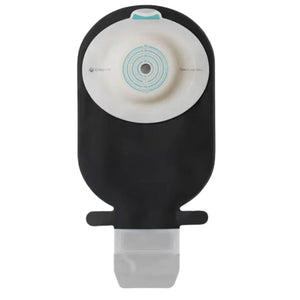 Coloplast SenSura Mio Black One Piece Drainable Pouch, Maxi, with Filter, Convex Soft Barrier, Cut to Fit. Front view