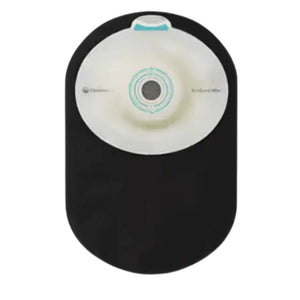 Coloplast SenSura Mio Black One Piece Closed Pouch, with Filter, Maxi, Convex Deep Barrier, Cut to Fit. Front View
