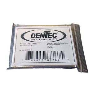 close up of the emergency blanket package by Dentec on a white background