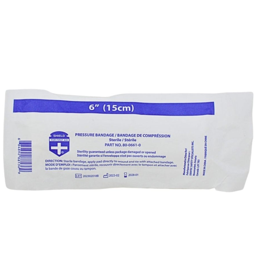 Close up package of 6 inch pressure bandage by Dentec