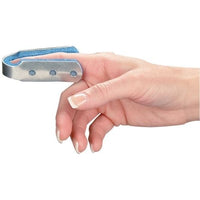 Finger wearing Deroyal finger splint fold over aluminum form