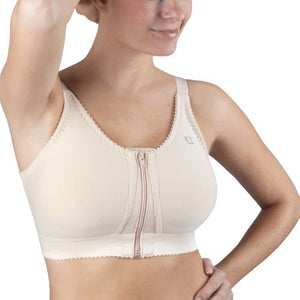 design veronique 431 front zippered cotton medical sports bra front view