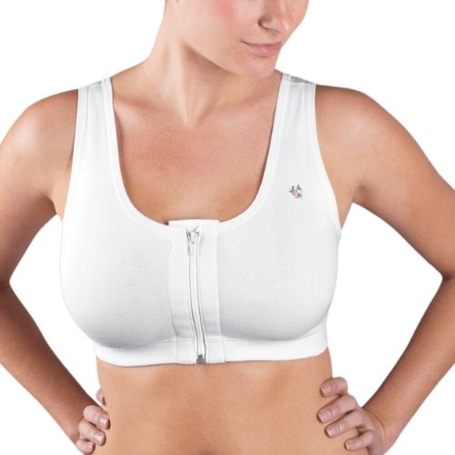 design veronique 457z front zippered cotton medical sports bra front view