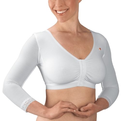 design veronique b943 compression arm sleeve adjustable cotton knit bra front view