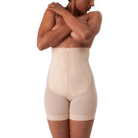 Model wearing champagne Design Veronique Mid Body Support Med Thigh