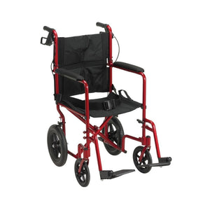 drive lightweight expedition aluminum transport chair 10 red front view