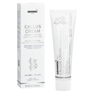 Gehwol callus cream in 75ml with the product and product box next to each other.