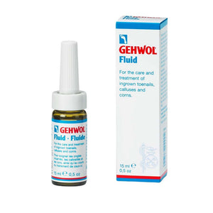 Gehwol fluid in 15ml with the product and product box next to each other.