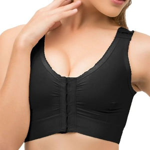 isavela br02 breast surgery support bra black front view