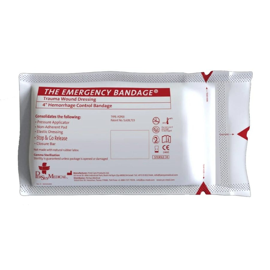 Close up package of Israeli Emergency Bandage 4" White