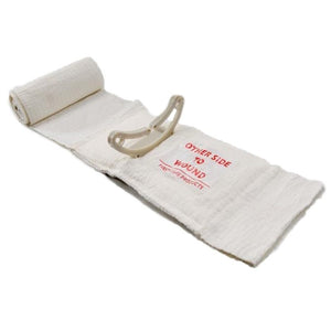 Close up package of Israeli Emergency Bandage 4" White, unpacked