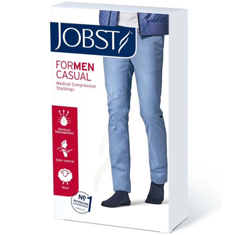 jobst formen casual compression sock product box, front view