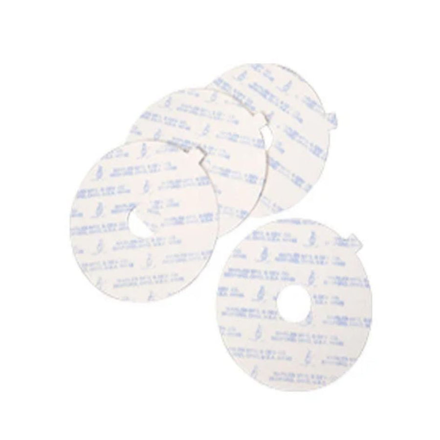 Marlen Double-Faced Adhesive Tape Discs, 3 7/8" diameter, precut options from 5/8" up to 1 5/8" (10/Package)