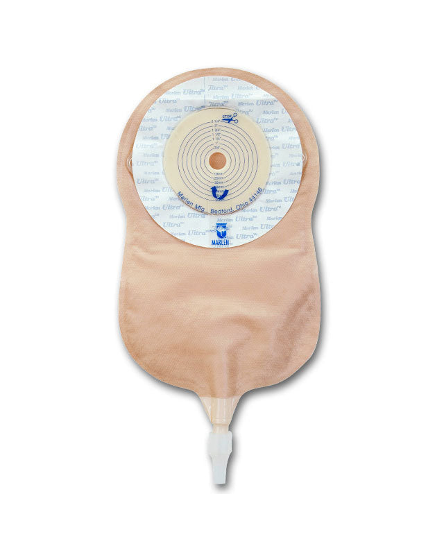 Marlen UltraLite One-Piece Urostomy Pouch, Transparent, Flat, Shallow or Deep, Skin Shield or AquaTack Barriers with Cut to Fit or Presized options (10/Box)