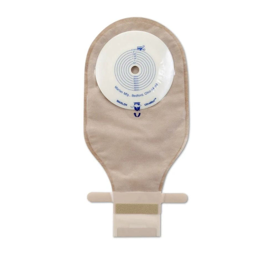 Marlen UltraMax One Piece Drainable Pouch with Kwick-Klose II Fastener, Transparent or Opaque, Flat or Shallow Convexity, AquaTack Skin Barrier with Cut to Fit or Presized options (5/Box)