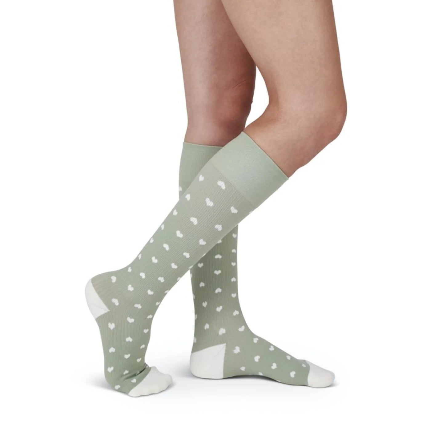 medi-khea1-rejuva-compression-sock-15-20-mmhg-high-knee-heart-sage-cream-unisex-1-side-view