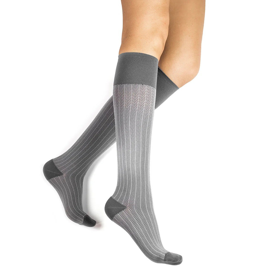medi-kher-rejuva-compression-sock-15-20-mmhg-herringbone-charcoal-unisex-1-side-view