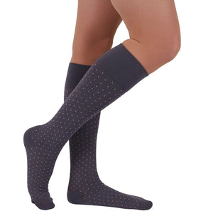 medi-kspt1-rejuva-compression-sock-15-20-mmhg-high-knee-spot-grey-blush-unisex-1-side-view