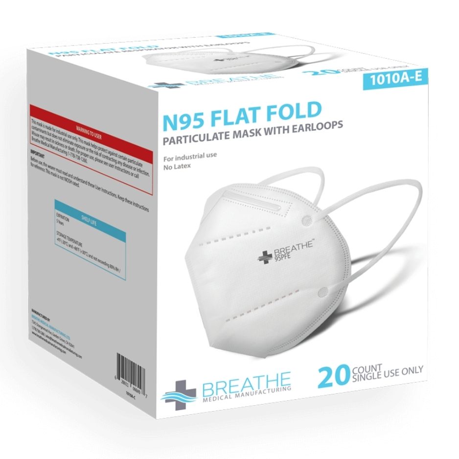 Photo of box of the Mask N95 Fold Flat Earloops